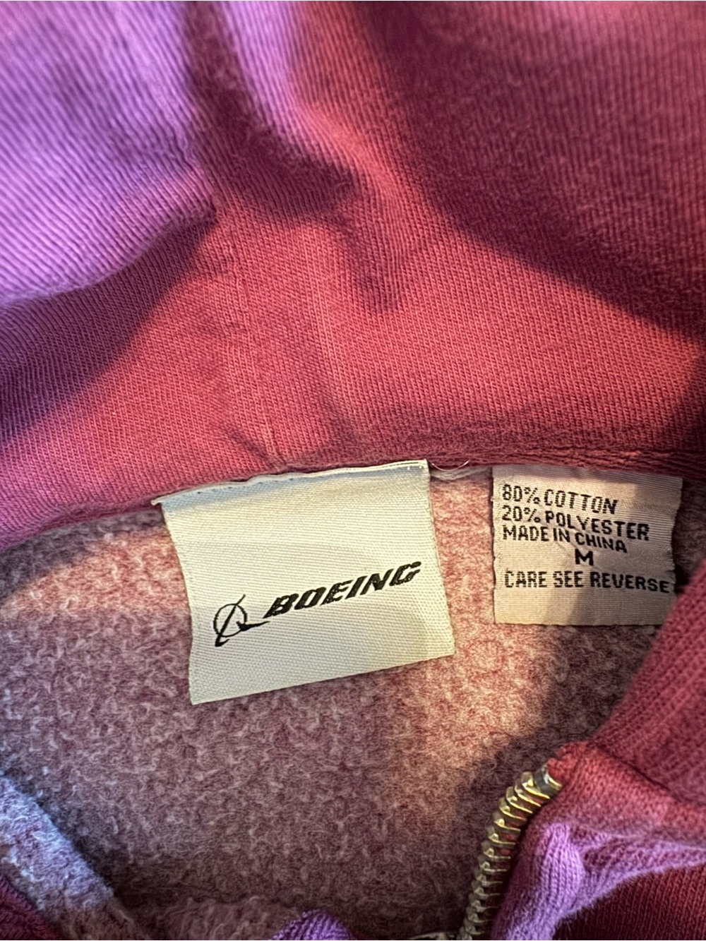 Boeing signature logo full-zip hoodie in a dark pink - size medium - Picture 6 of 6